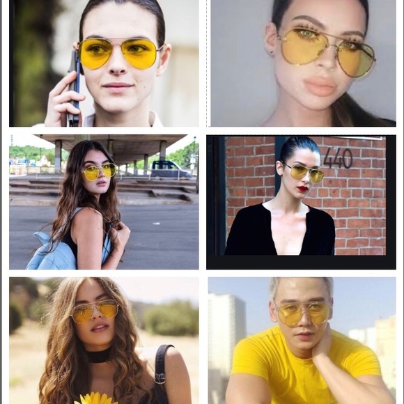 UNISEX,GUCCI RUTHENIUM ROUND YELLOW AVIATOR SUNNIE main image 9